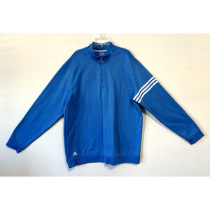 Adidas Men's Golf‎ Jacket 3/4 Zip Pullover Blue XL 3 Stripe Sleeve Streetwear